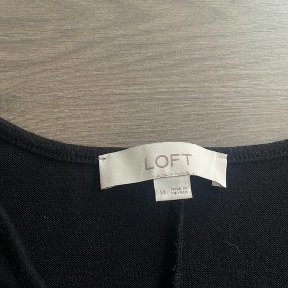 Loft Black V-Neck Long-Sleeve Front Knot Sweater - Picture 2 of 7